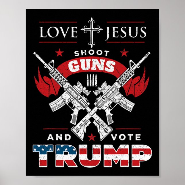 Affiche Mon Dieu. Fusillade. Et Vote du drapeau Trump 2020 (Devant)