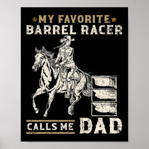 Affiche Mon Favori Barrel Racer M'Appelle Papa I Horse Rid