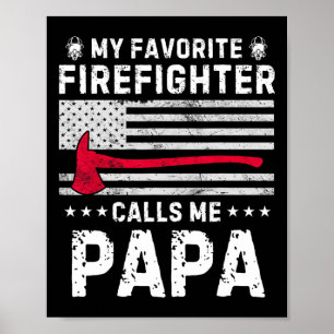 Affiche Mon Favori Pompier M'Appelle Papa Fireman Fath