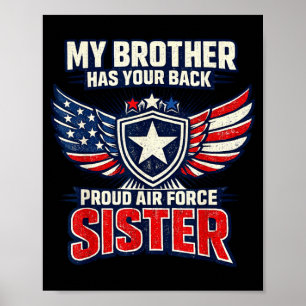 Affiche Mon frère a ton dos fière soeur air force Mon