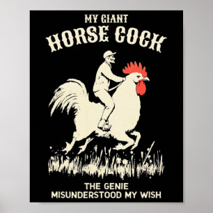 Affiche Mon Géant Cheval Poulet Coq Humour Adulte Drôle 