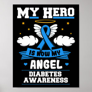 Affiche Mon Héros Est Maintenant Mon Angle Diabète Bleu Ke