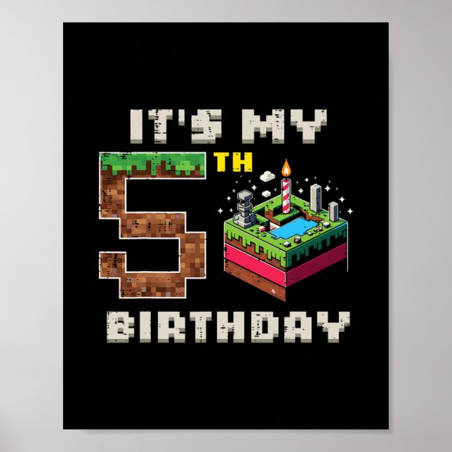 Affiche Mon jeu pixel de 5 ans pour mon anniversaire avec  (Devant)