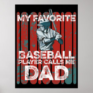 Affiche Mon Joueur De Baseball favori M'Appelle Papa Funny