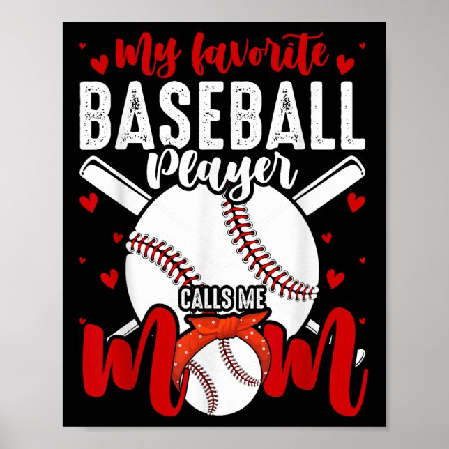 Affiche Mon Joueur De Baseball Préféré M'Appelle Maman Drô (Devant)