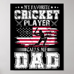 Affiche Mon Joueur De Cricket Favori M'appelle Papa Usa Fa