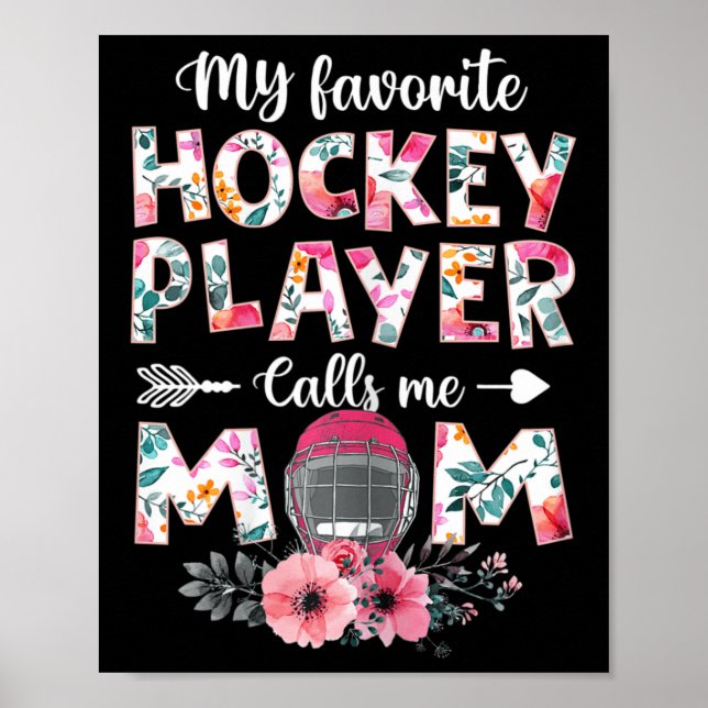 Affiche Mon Joueur De Hockey Favori M'Appelle Maman Hockey (Devant)