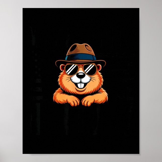 Affiche Mon Jour Férié Préféré Groundhog Day Drapeau Des É (Devant)