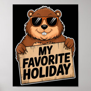 Affiche Mon jour férié préféré Jour de la marmotte 2 févri