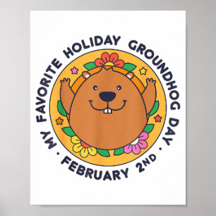 Affiche Mon jour férié préféré Jour de la marmotte 2 févri