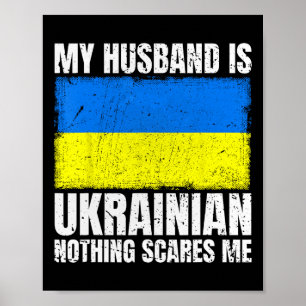 Affiche Mon mari est le drapeau ukrainien pour femme Ukrai