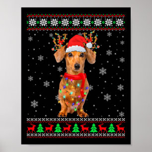 Affiche Mon mignon pyjama de Noël Chemise Dachshund Chien