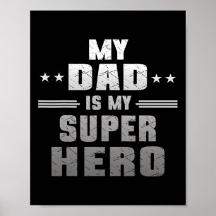 Affiche Mon Père Est Mon Super Héros Papa Fête des pères