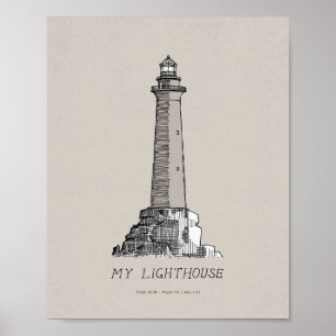 Affiche "Mon phare" - "Je suis la lumière du monde"