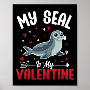 Affiche Mon Phoque Est Mon Valentin Mignons Amoureux D'ani