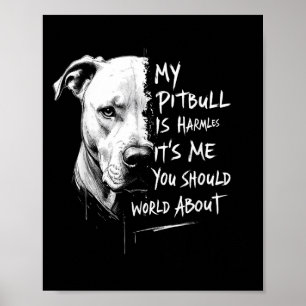 Affiche Mon Pitbull Est Inoffensif Drôle Pitbull Avertisse