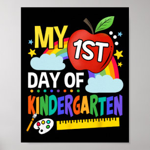 Affiche Mon Premier Jour De maternelle Amusant Arc-En-Ciel