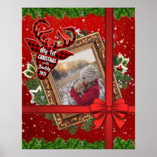Affiche Mon premier Noël avec Gold Frame Red Bow Photo