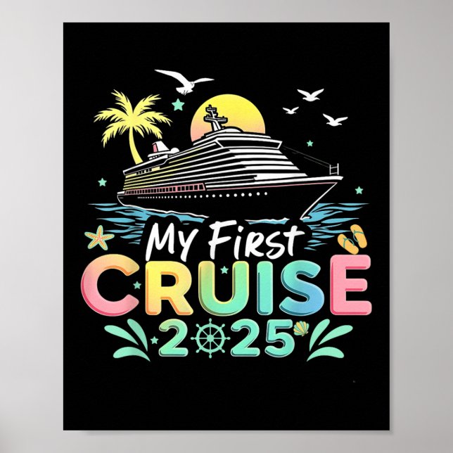 Affiche Mon premier voyage en croisière 2025 Vacances bate (Devant)