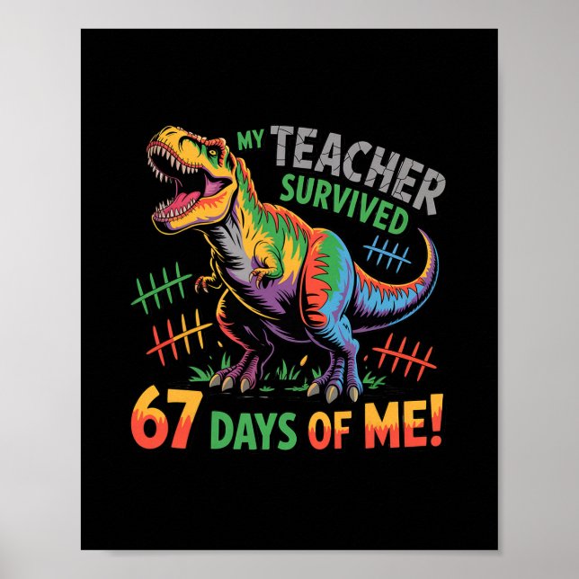 Affiche Mon professeur a survécu 67 jours d'école 67 Mème  (Devant)