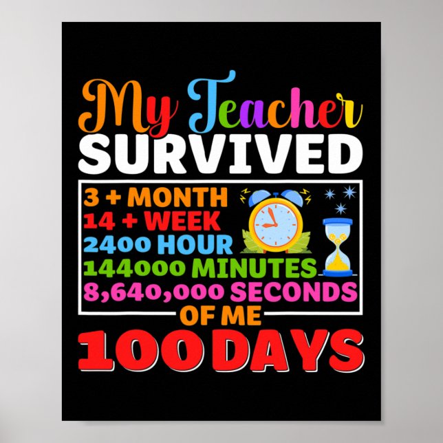 Affiche Mon professeur survit 100 Jours de moi Amusant 100 (Devant)