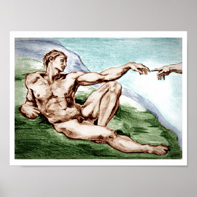 Affiche Mon propre dessin de l'affiche Adam de Michel-Ange (Devant)