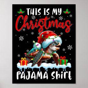 Affiche Mon Pyjama de Noël Père Noël Turtle Animaux Jalons