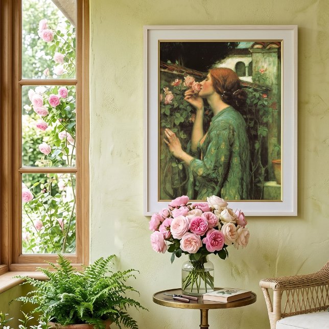 Affiche Mon Rose doux, ou Âme du Rose par Waterhouse (My Sweet Rose (aka The Soul of the Rose) by JW Waterhouse is a Victorian Pre-Raphaelite painting.)
