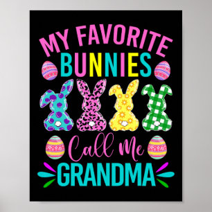 Affiche Mon T-shirt préféré de lapins m'appellent grand-mè