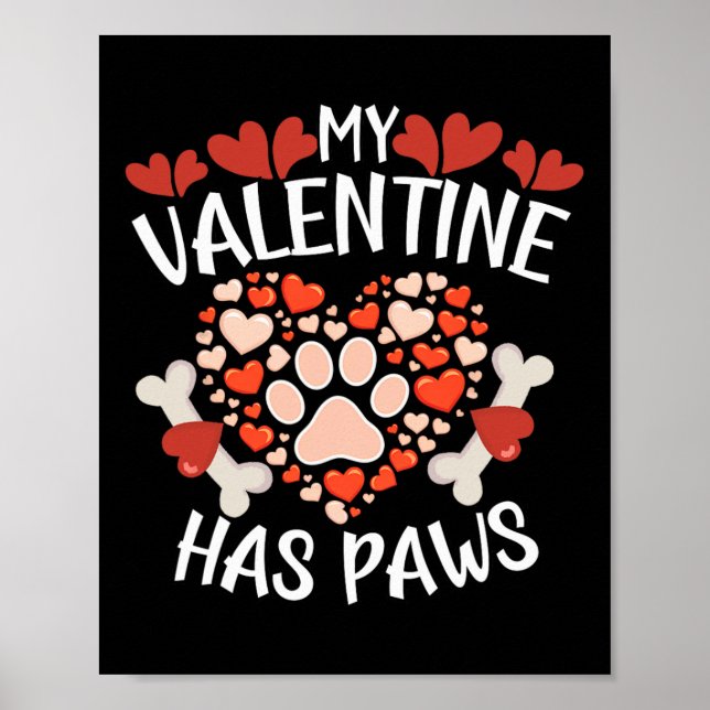 Affiche Mon Valentin a des pattes Saint-Valentin Chien Pu (Devant)
