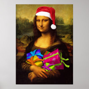 Affiche Mona Lisa Arrive Comme Père Noël