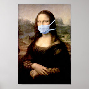 Affiche Mona Lisa avec Masque Da Vinci se moquant des Arts
