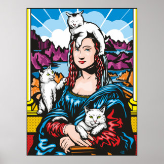 Affiche Mona Lisa Avec Ses Chats