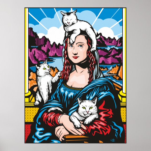Affiche Mona Lisa Avec Ses Chats (Devant)