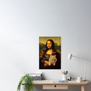 Affiche Mona Lisa avec son chat (fourrure de chat) Amateur