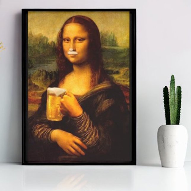 Affiche Mona Lisa boit de la bière Amateur de bière (Créateur téléchargé)