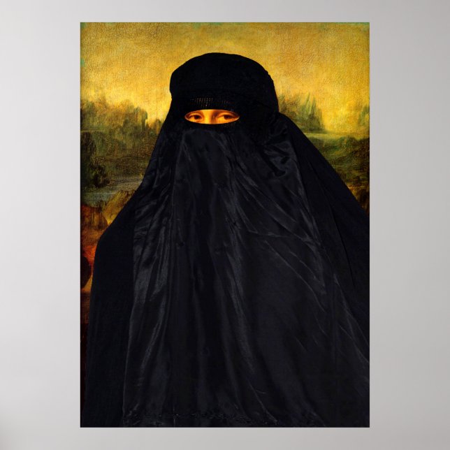 Affiche Mona Lisa cachée derrière la burqa (Devant)