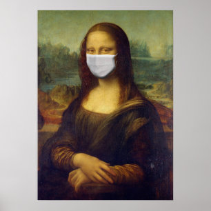 Affiche Mona lisa dans un masque chirurgical Léonard de Vi