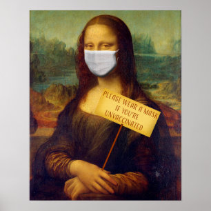 Affiche Mona Lisa dit s'il vous plaît porter un masque