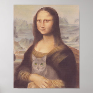 Affiche Mona Lisa e Chat bleu russe Leonardo da Vinci