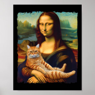 Affiche Mona Lisa Holding Chat Portrait Art Peinture Kitty