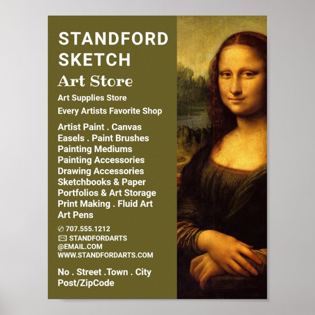 Affiche Mona Lisa, Leonardo Da Vinci, Boutique de fournitu (Devant)