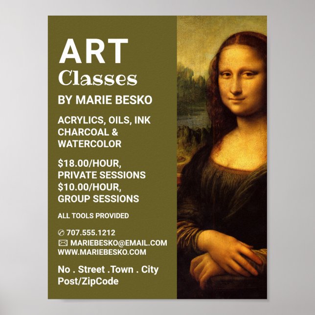 Affiche Mona Lisa, Leonardo Da Vinci, Cours d'Art (Devant)