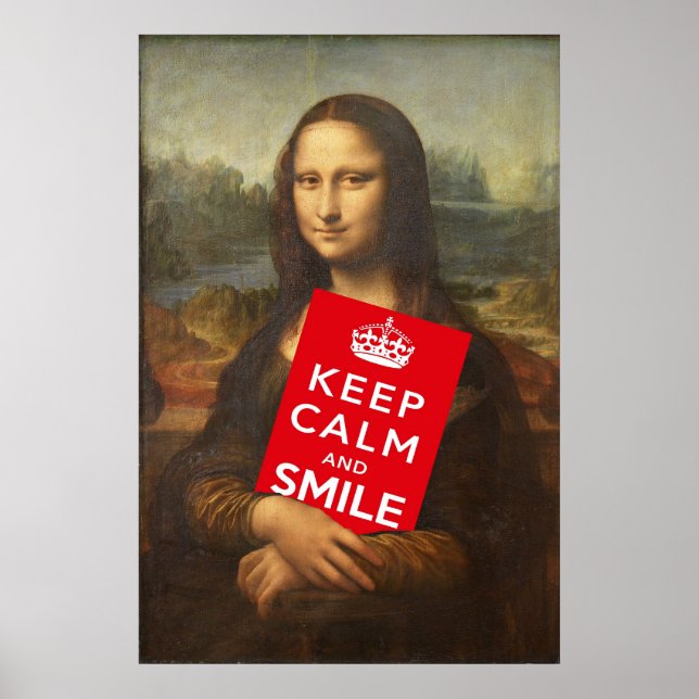 Affiche Mona Lisa Mots Sages : Gardez Le Calme Et Souriez (Devant)