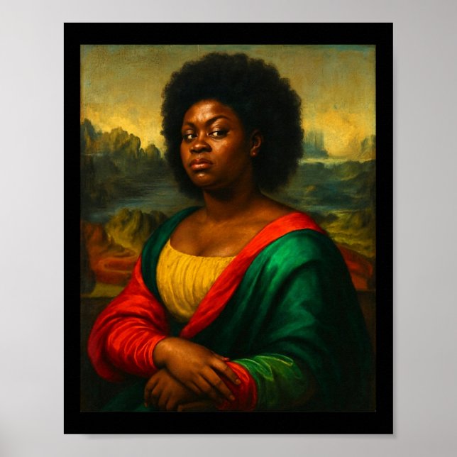 Affiche Mona Lisa noire regard de côté femme afro histoire (Devant)