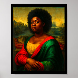 Affiche Mona Lisa noire regard en coin femme afro Histoire