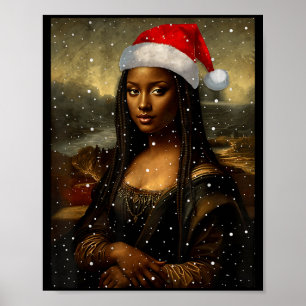 Affiche Mona Lisa noire Santa Noël américain H