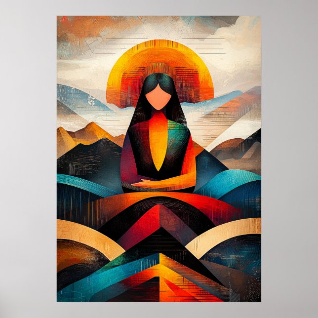Affiche Mona Lisa - Vision Cubiste Minimaliste (Devant)