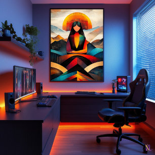 Affiche Mona Lisa - Vision Cubiste Minimaliste