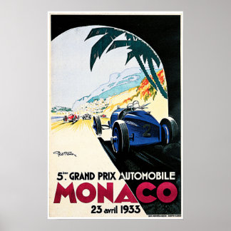 Affiche MONACO 1933 Grand Prix Automobile par Geo Ham Race